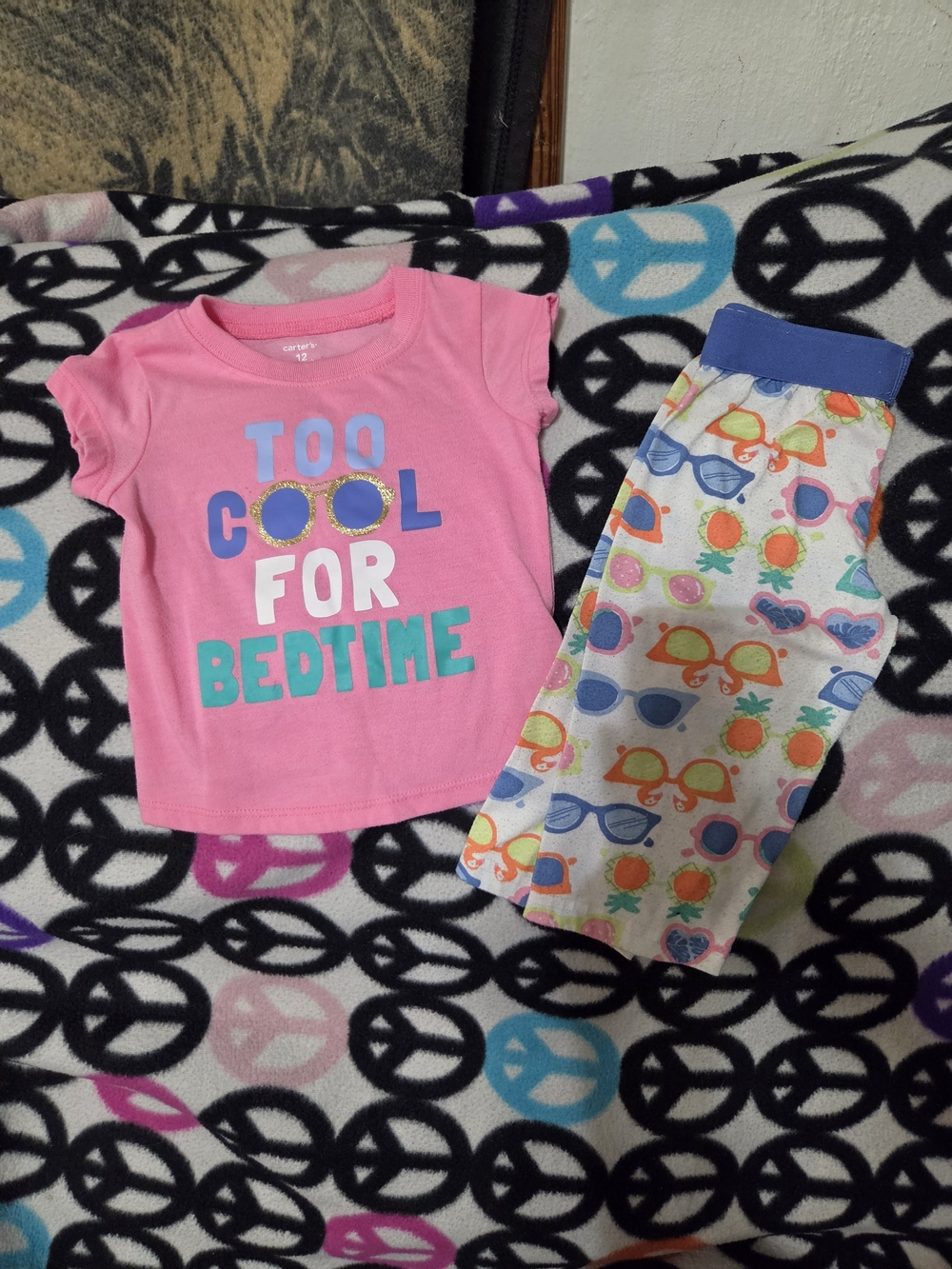 Carter's Pink Top with Multicolor Sunglasses Print Pajama Set
